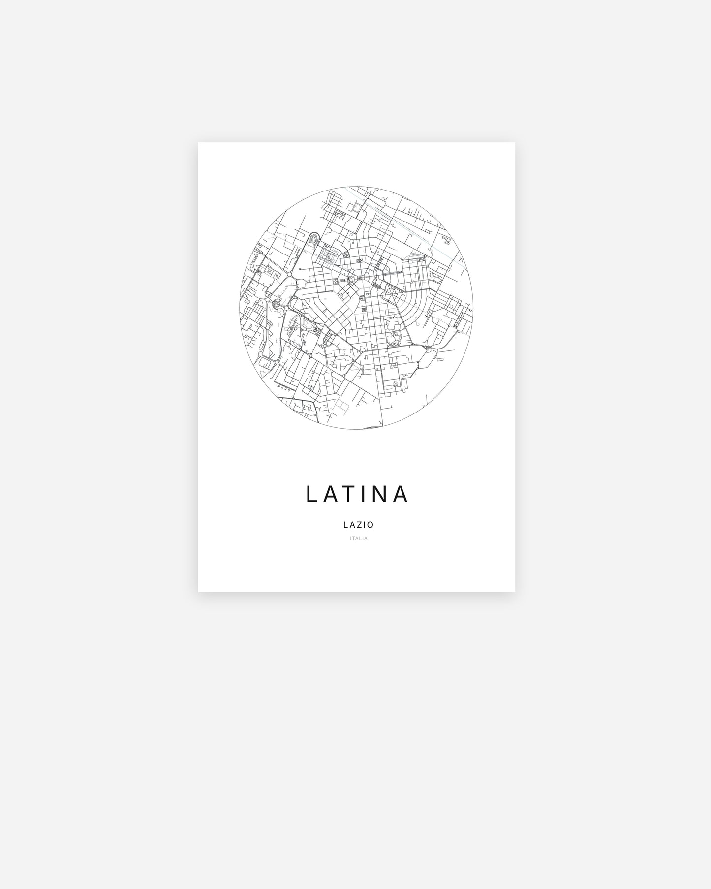Plan de la ville de Latina au design minimaliste.
