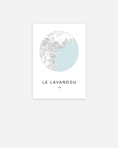 Plan de la ville de Le Lavandou au design minimaliste.