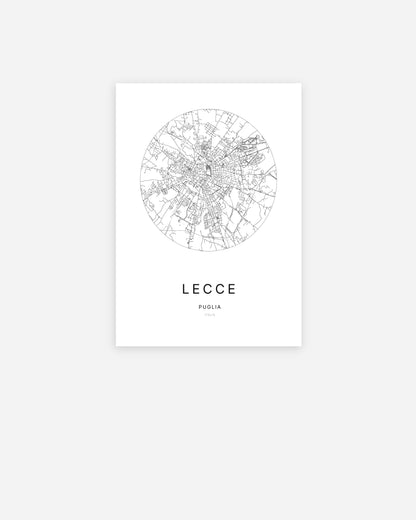 Plan de la ville de Lecce au design minimaliste.