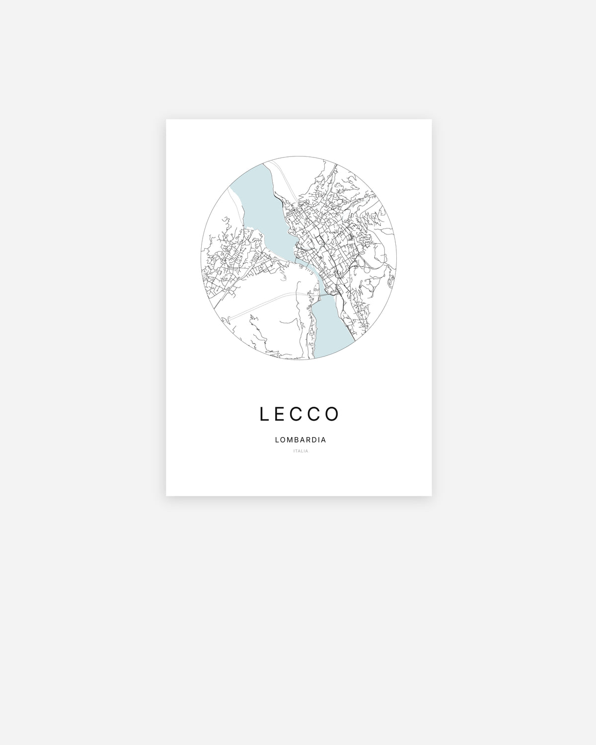 Plan de la ville de Lecco au design minimaliste.