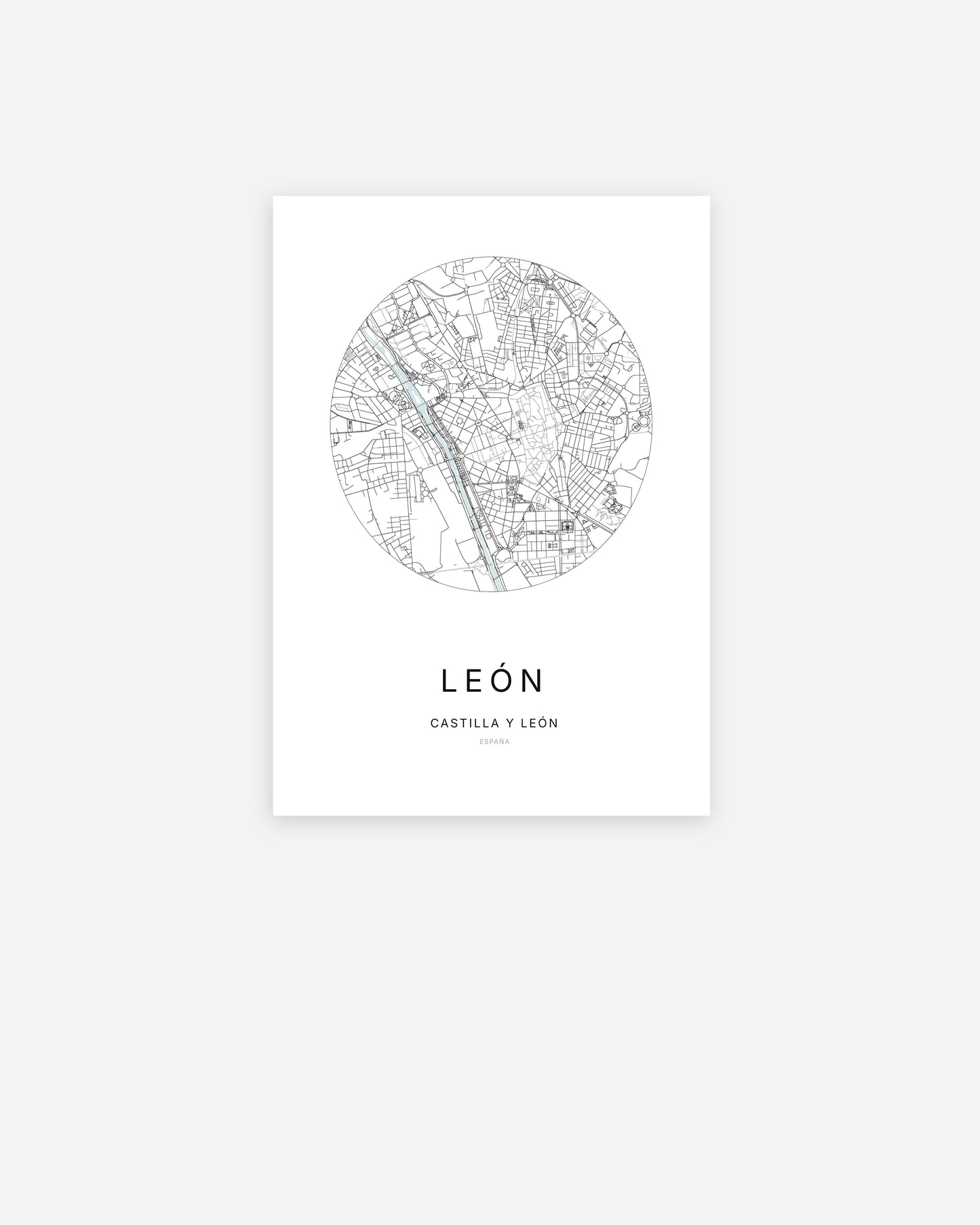 Plan de la ville de León au design minimaliste.