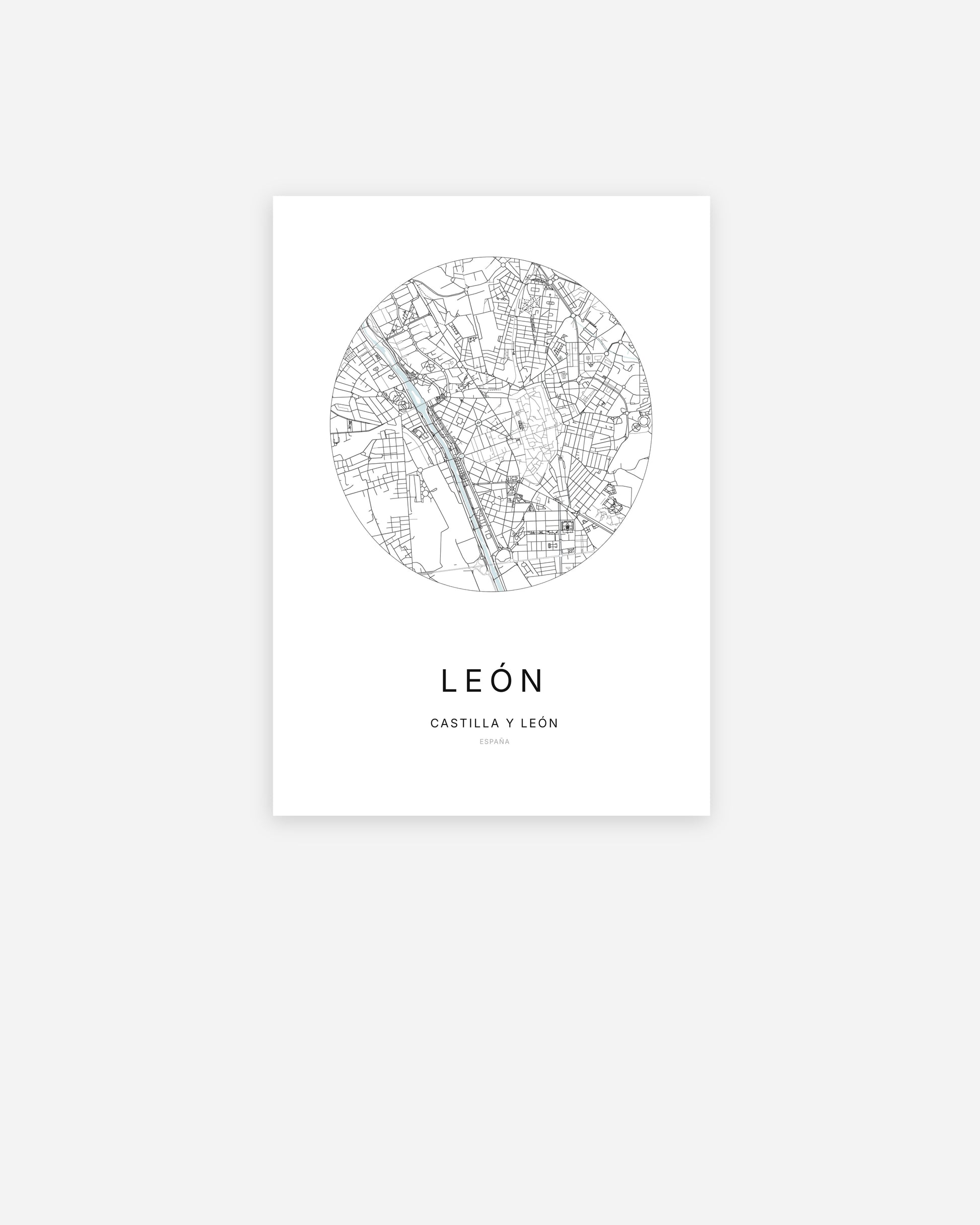 Plan de la ville de León au design minimaliste.