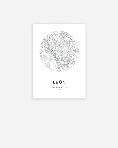 Plan de la ville de León au design minimaliste.