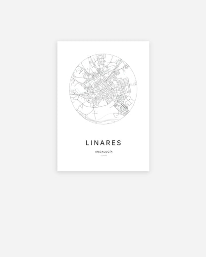Plan de la ville de Linares au design minimaliste.