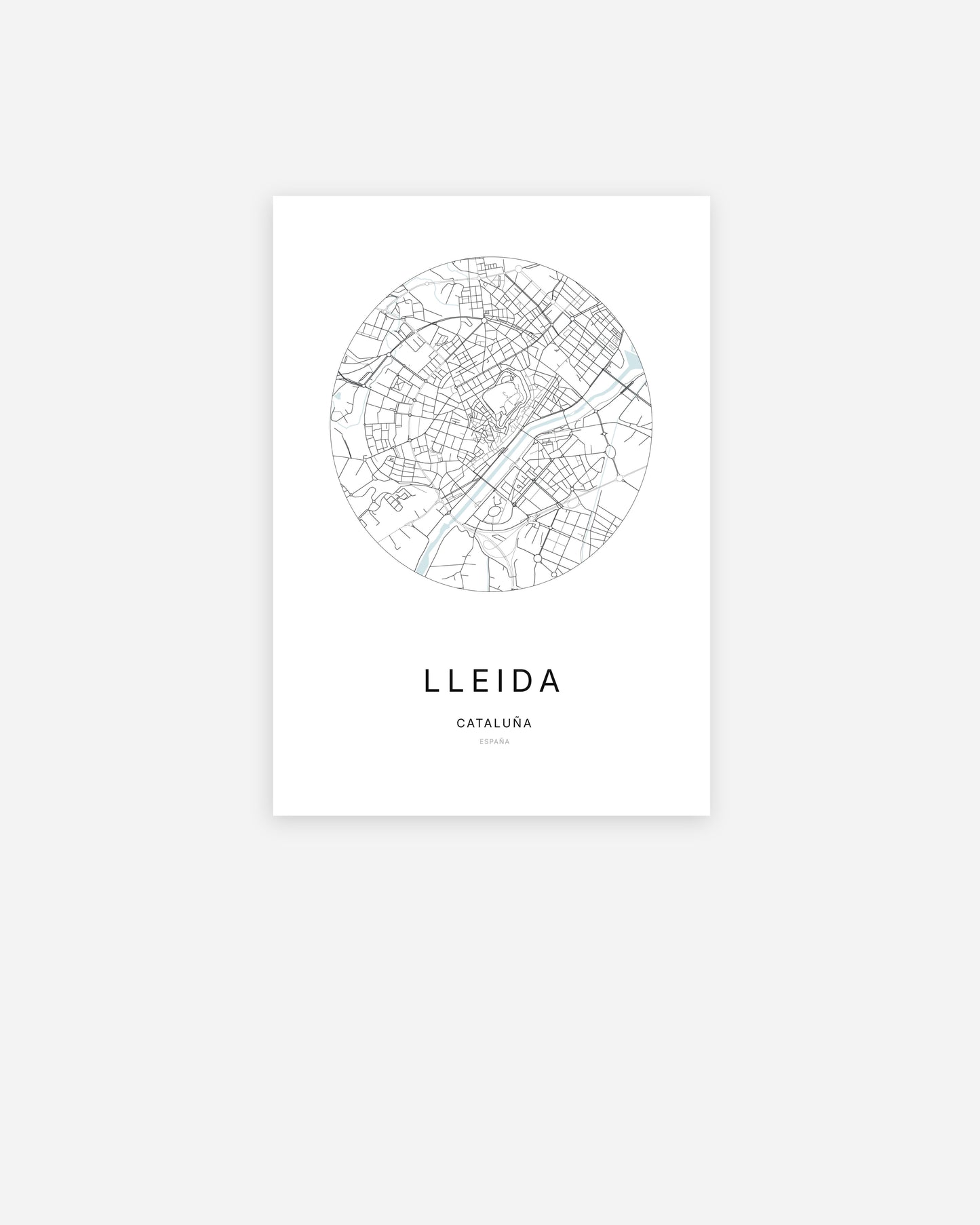 Plan de la ville de Lleida au design minimaliste.