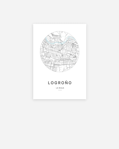 Plan de la ville de Logroño au design minimaliste.