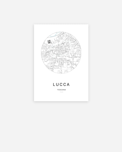 Plan de la ville de Lucca au design minimaliste.
