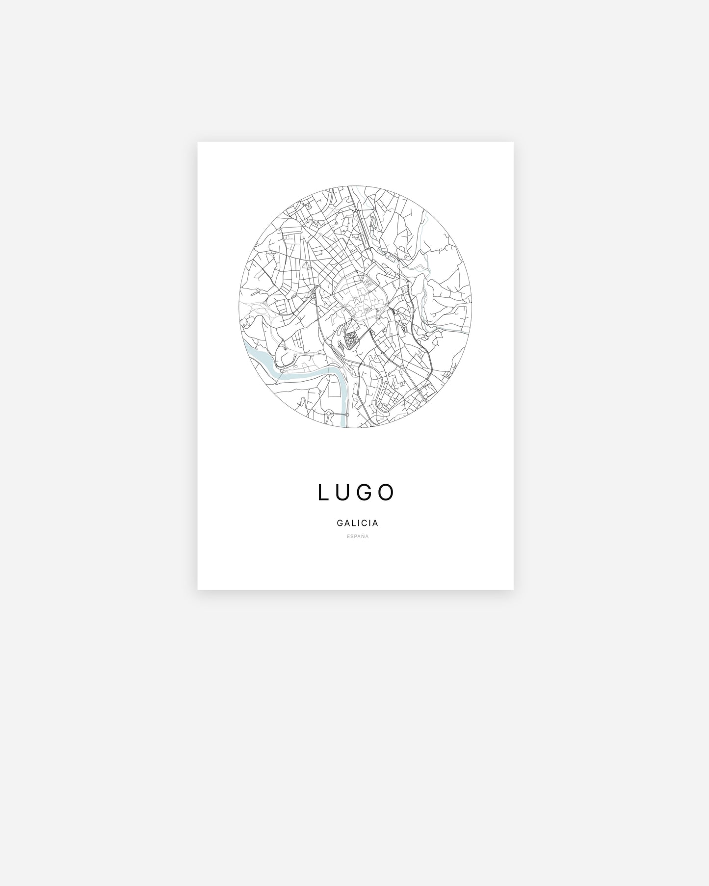 Plan de la ville de Lugo au design minimaliste.