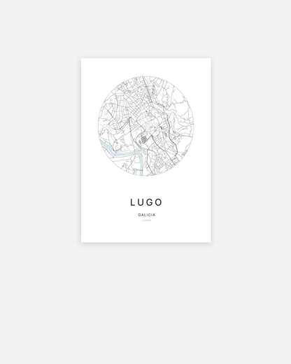 Plan de la ville de Lugo au design minimaliste.