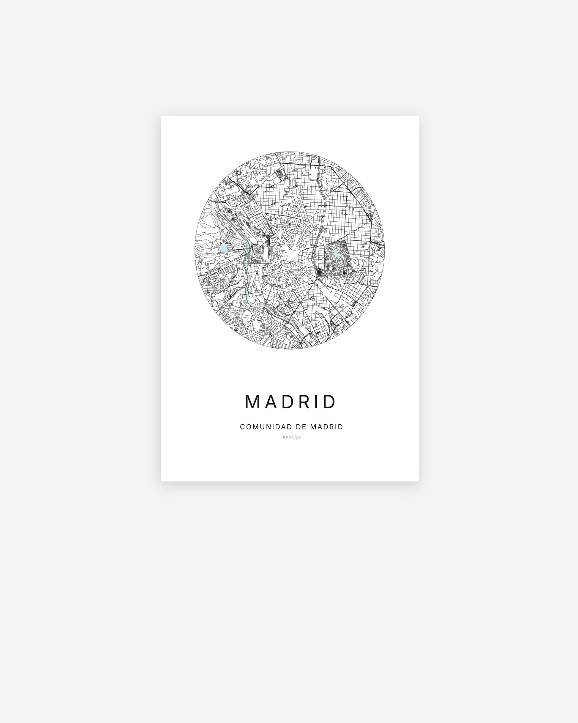 Plan de la ville de Madrid au design minimaliste.