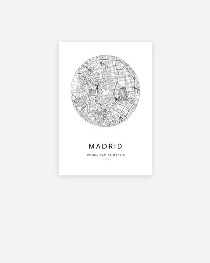 Plan de la ville de Madrid au design minimaliste.