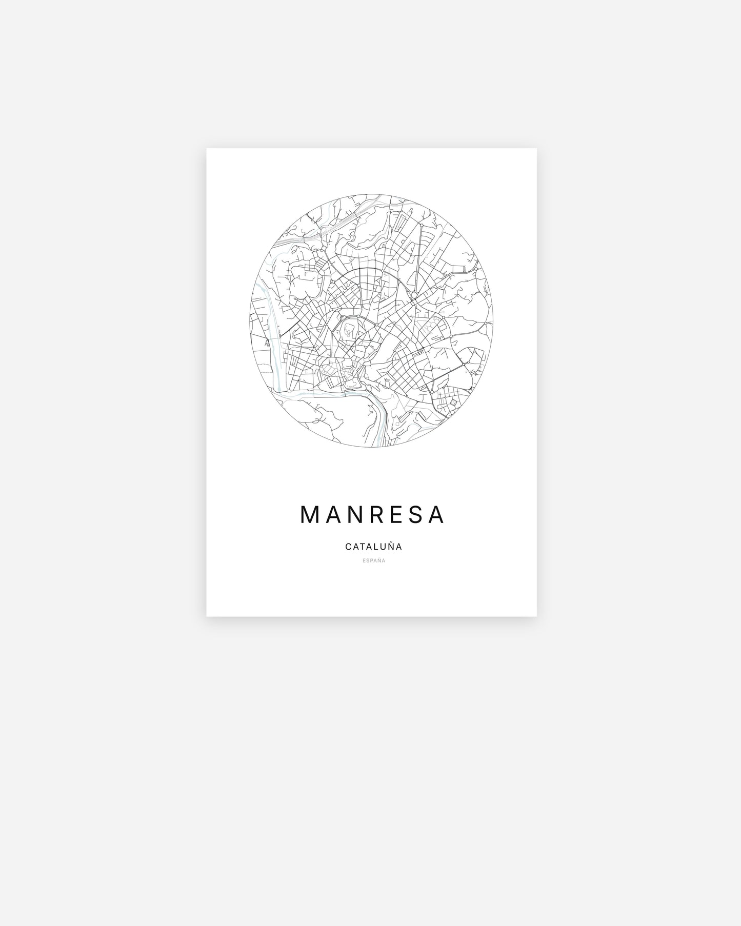 Plan de la ville de Manresa au design minimaliste.