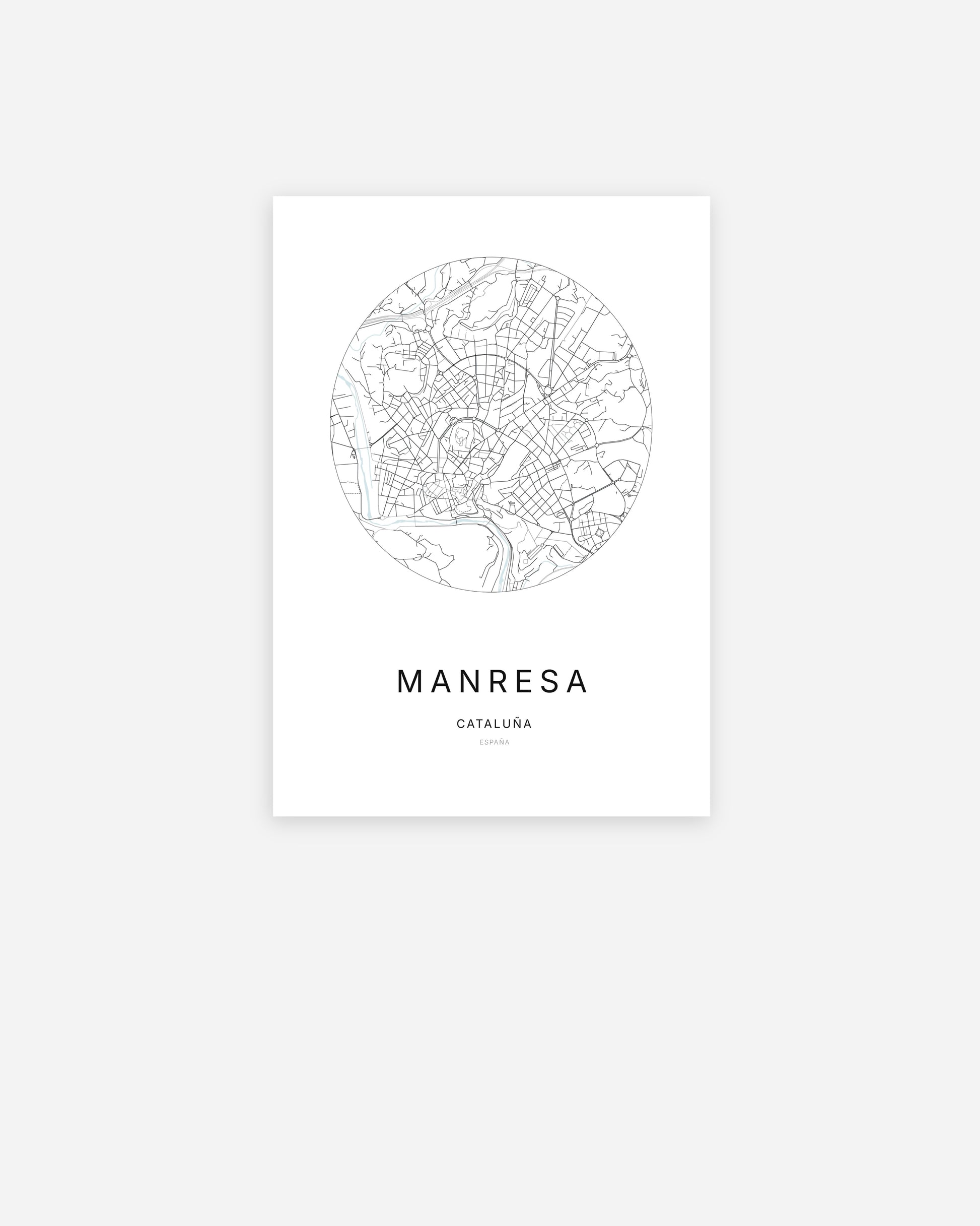 Plan de la ville de Manresa au design minimaliste.