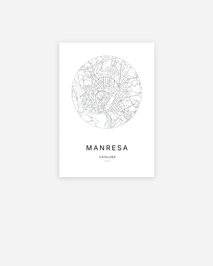 Plan de la ville de Manresa au design minimaliste.