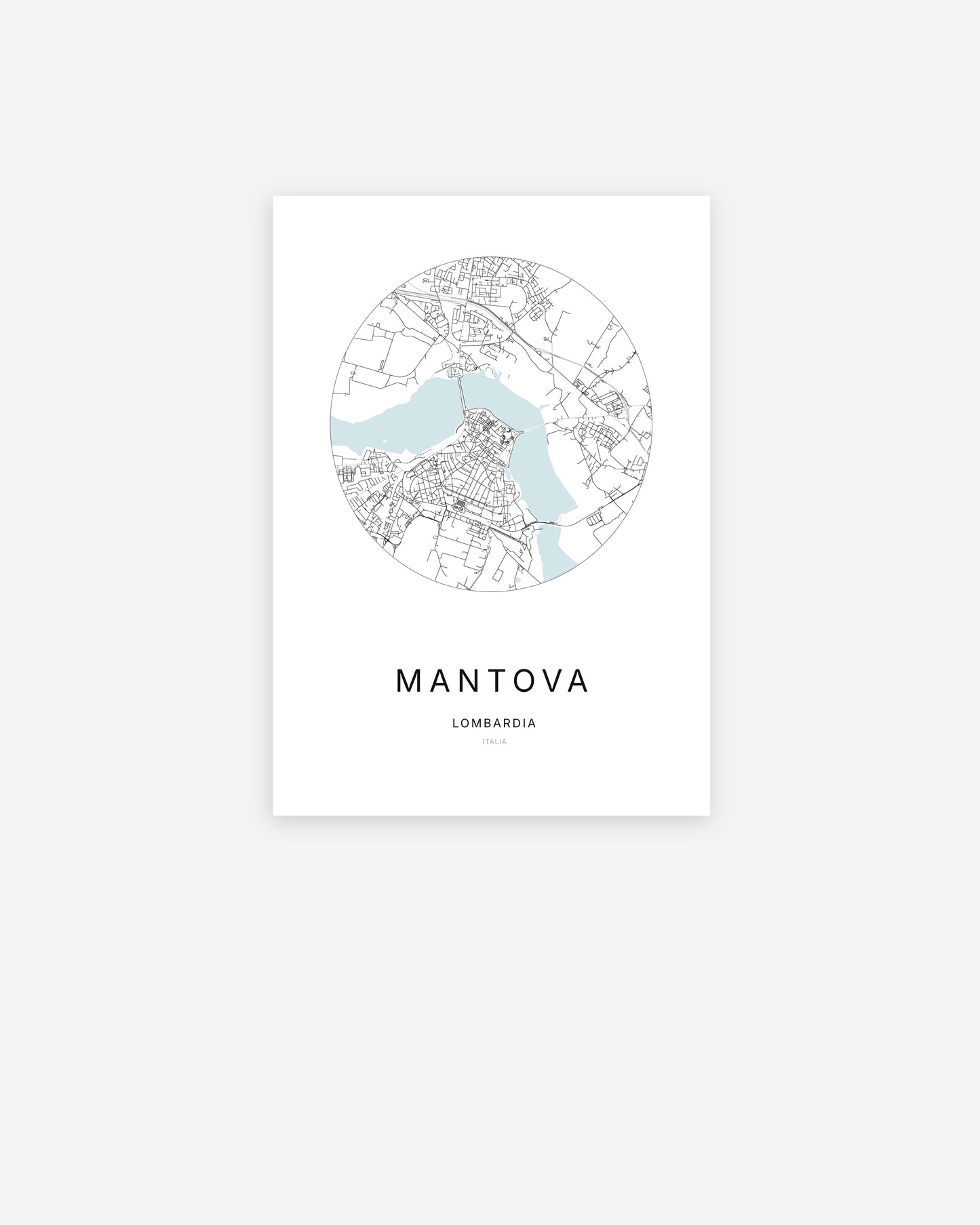 Plan de la ville de Mantova au design minimaliste.