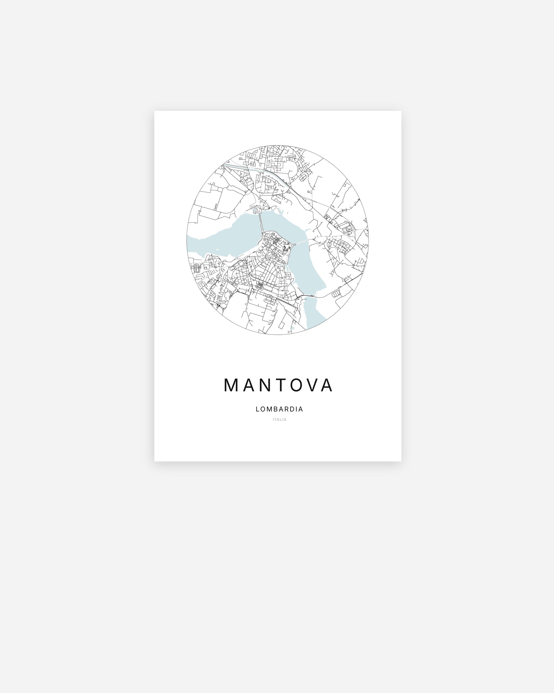 Plan de la ville de Mantova au design minimaliste.
