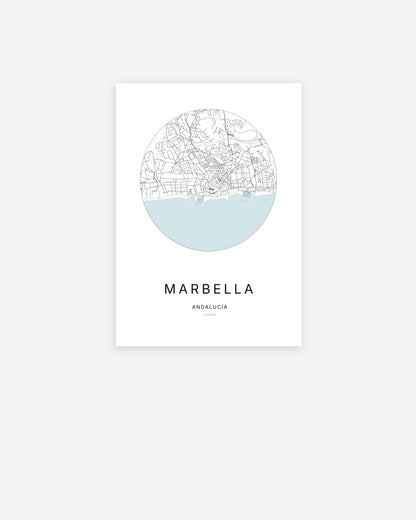 Plan de la ville de Marbella au design minimaliste.