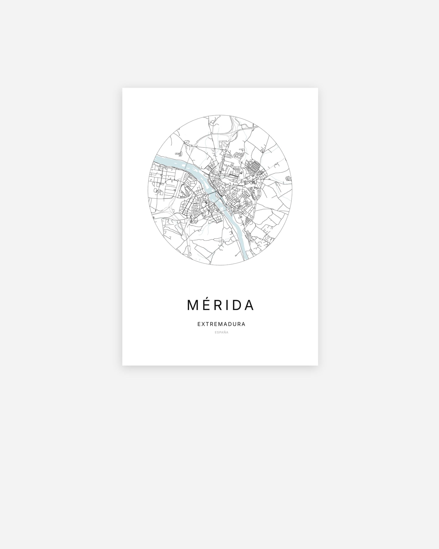 Plan de la ville de Mérida au design minimaliste.