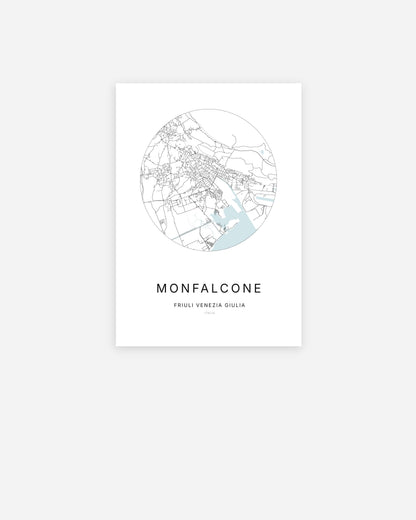 Plan de la ville de Monfalcone au design minimaliste.