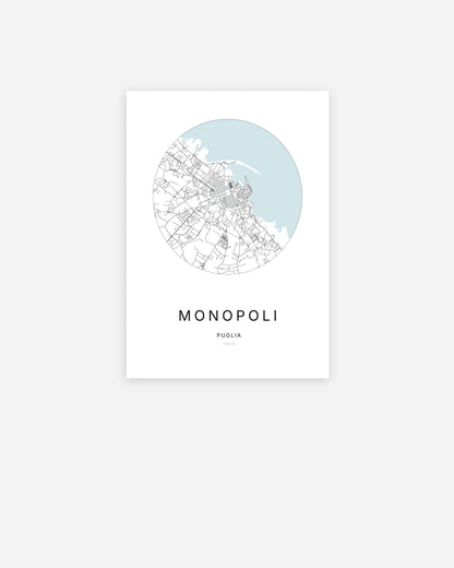 Plan de la ville de Monopoli au design minimaliste.