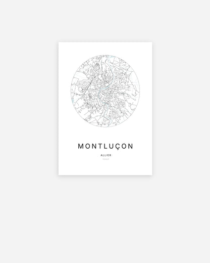 Plan de la ville de Montluçon au design minimaliste.