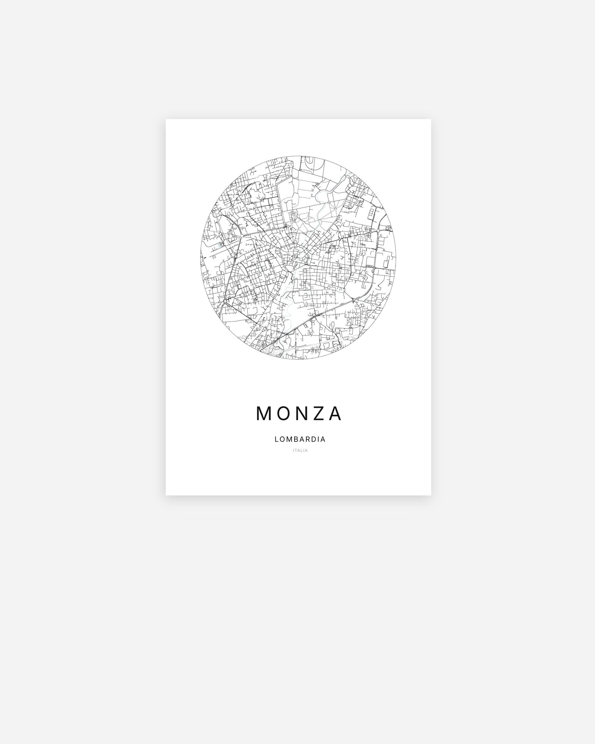 Plan de la ville de Monza au design minimaliste.