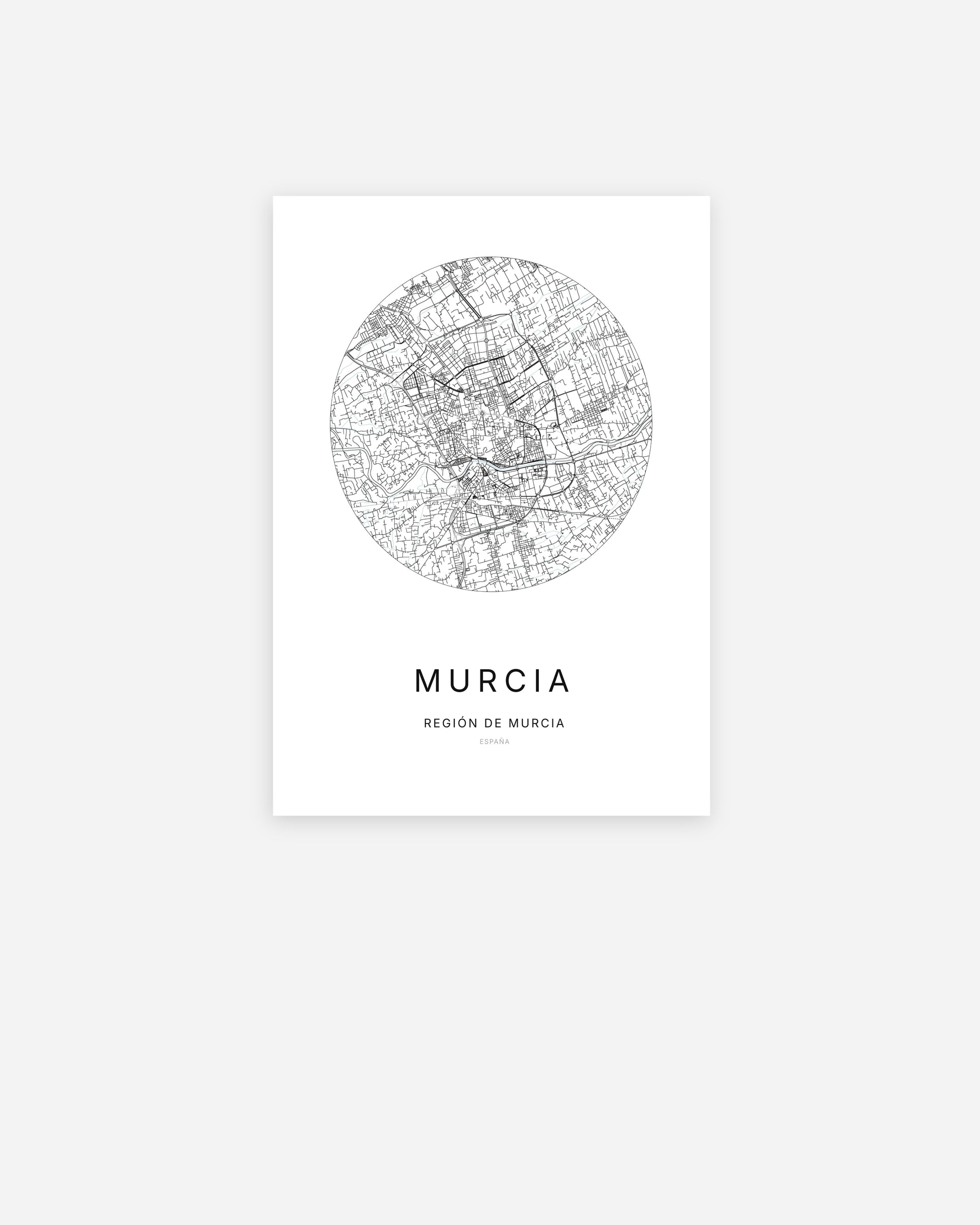 Plan de la ville de Murcia au design minimaliste.