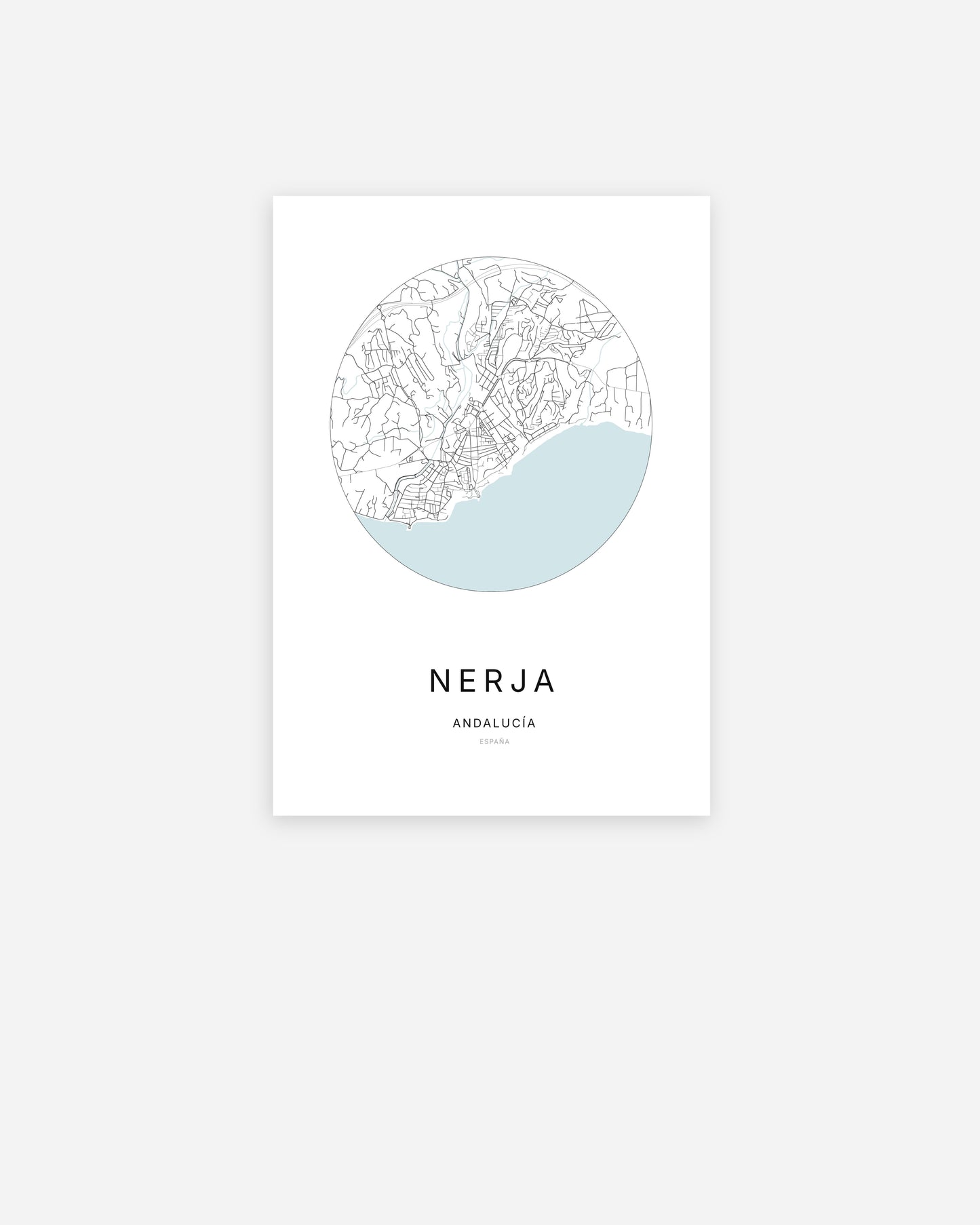 Plan de la ville de Nerja au design minimaliste.