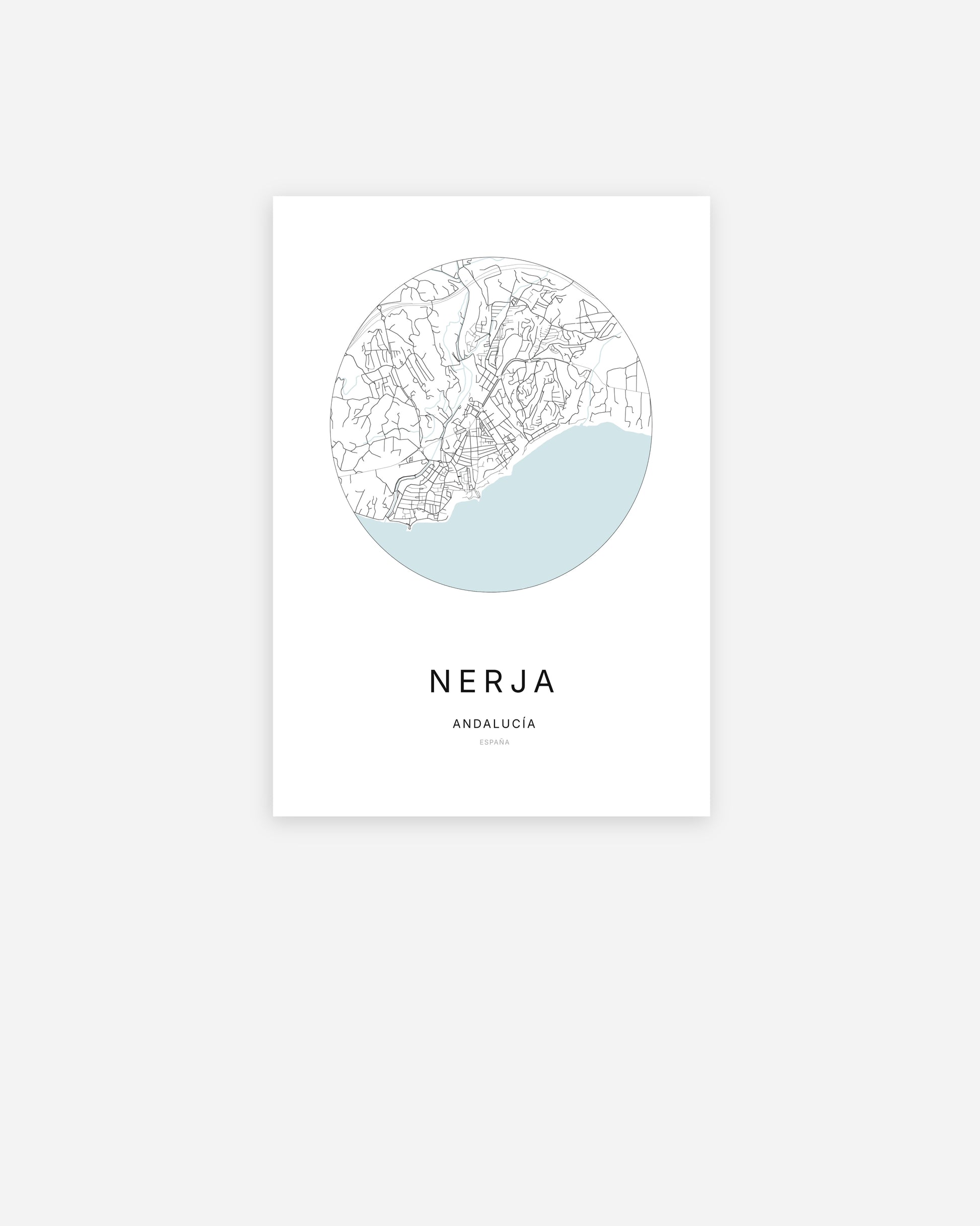 Plan de la ville de Nerja au design minimaliste.