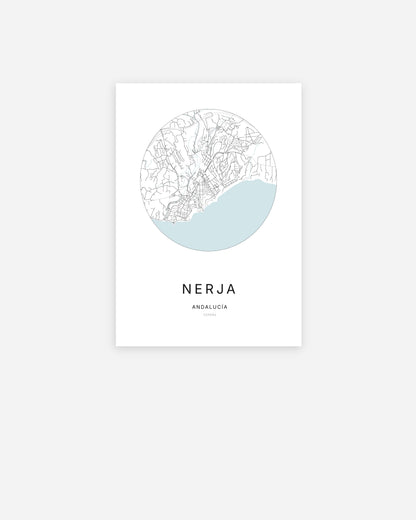 Plan de la ville de Nerja au design minimaliste.