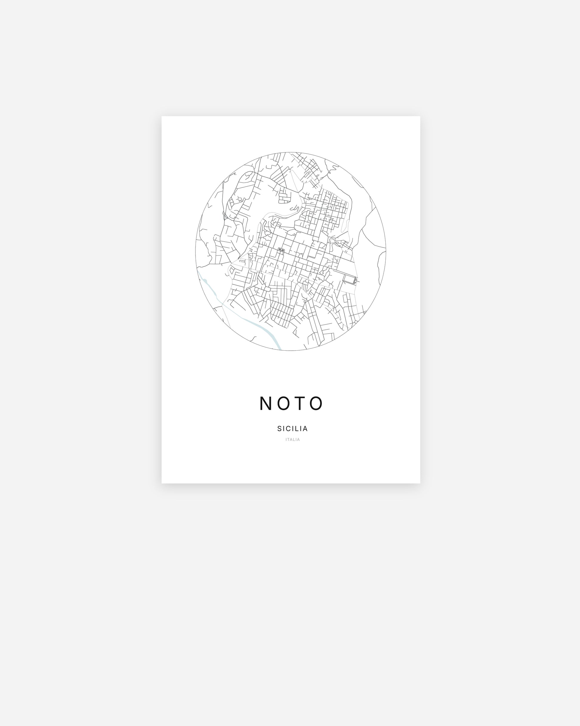 Plan de la ville de Noto au design minimaliste.
