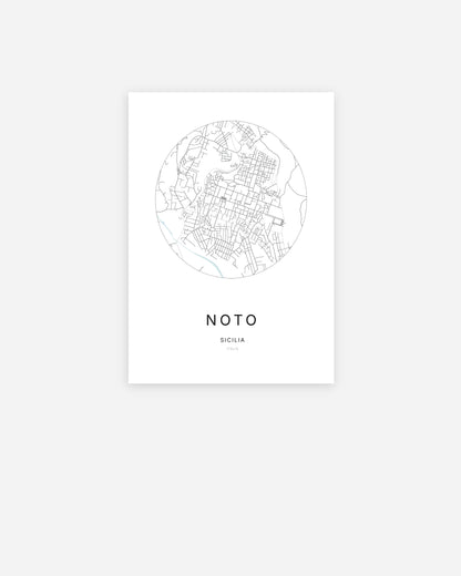Plan de la ville de Noto au design minimaliste.