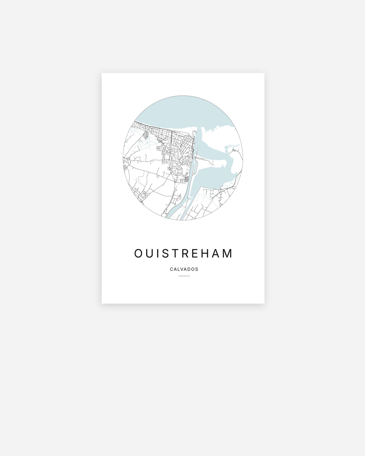 Plan de la ville de Ouistreham au design minimaliste.