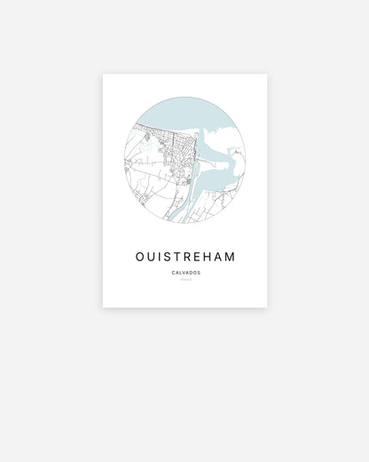 Plan de la ville de Ouistreham au design minimaliste.
