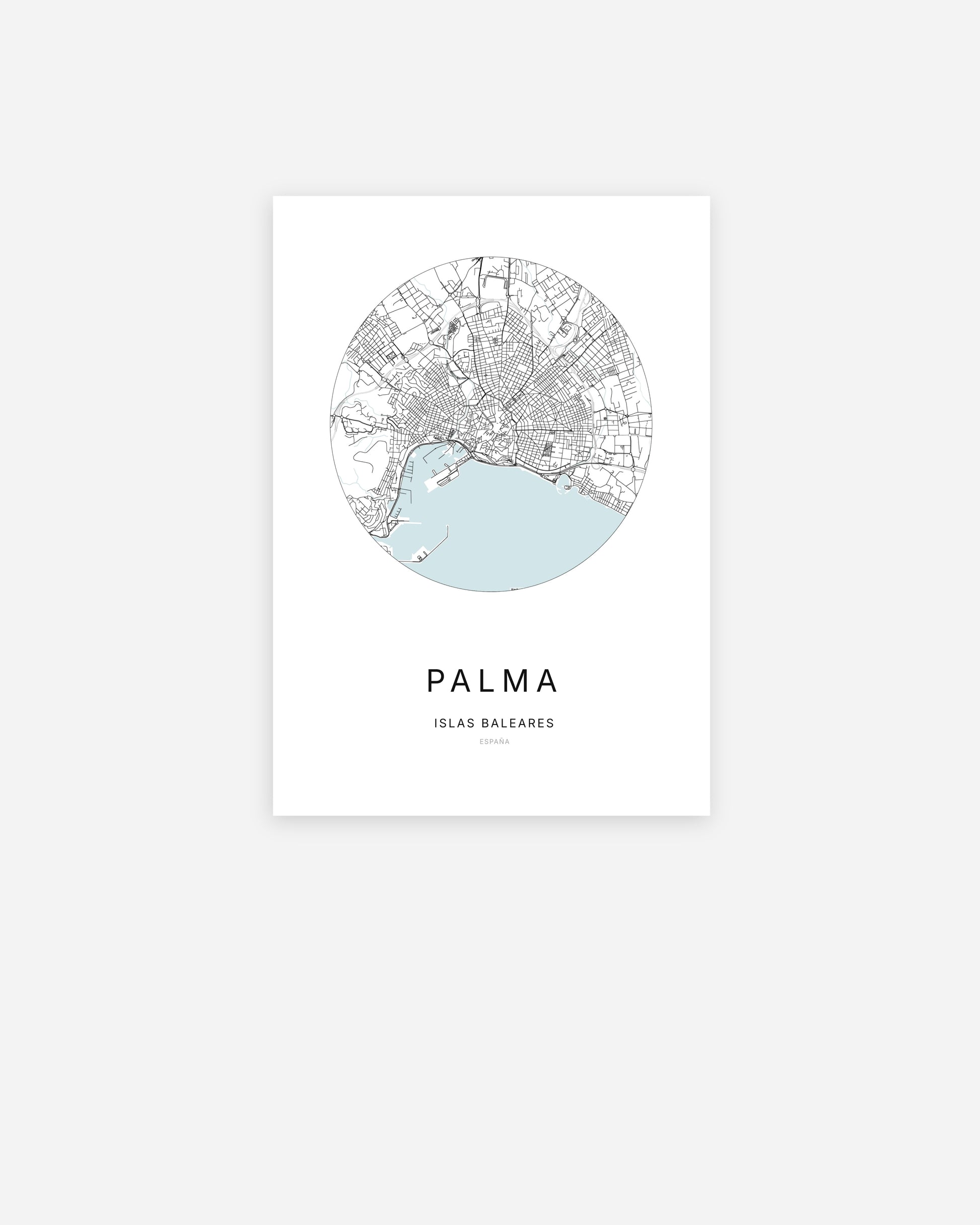 Plan de la ville de Palma au design minimaliste.