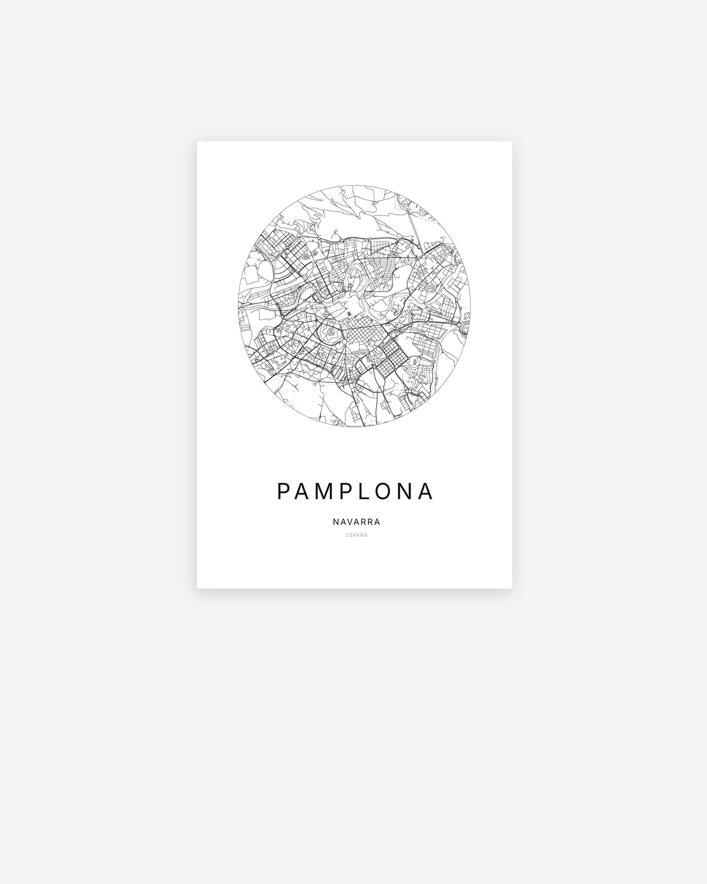 Plan de la ville de Pamplona au design minimaliste.