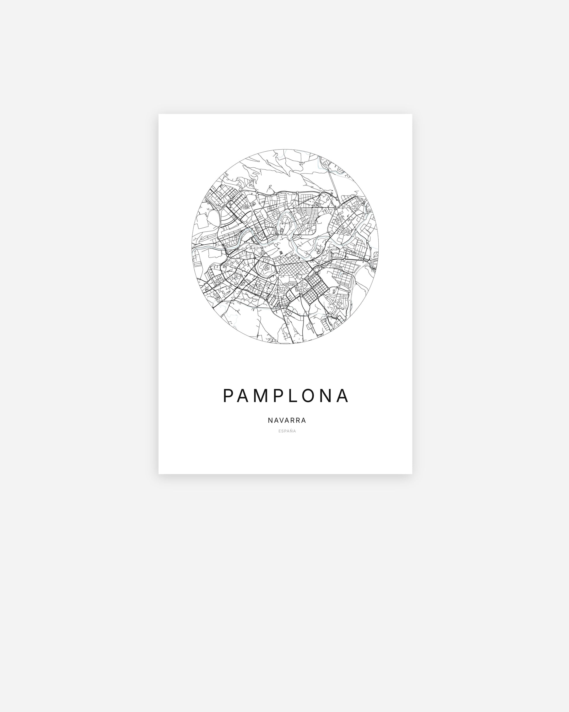 Plan de la ville de Pamplona au design minimaliste.