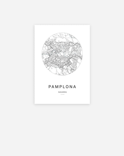 Plan de la ville de Pamplona au design minimaliste.