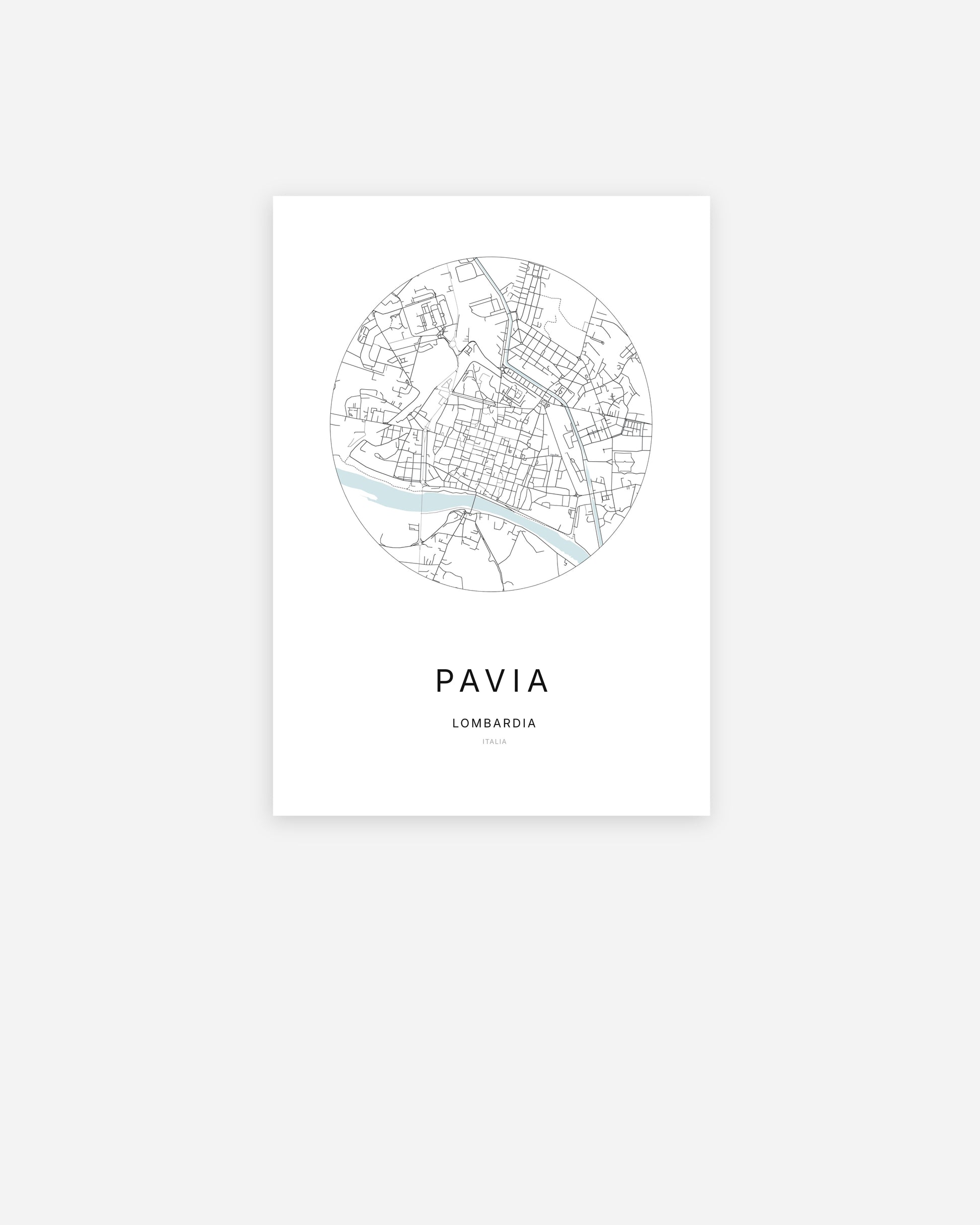 Plan de la ville de Pavia au design minimaliste.
