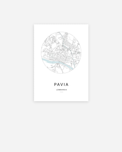 Plan de la ville de Pavia au design minimaliste.