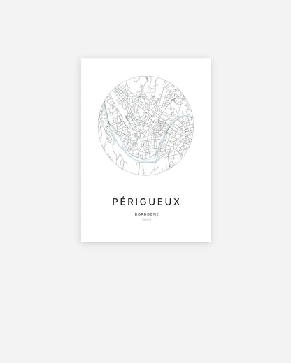 Plan de la ville de Périgueux au design minimaliste.