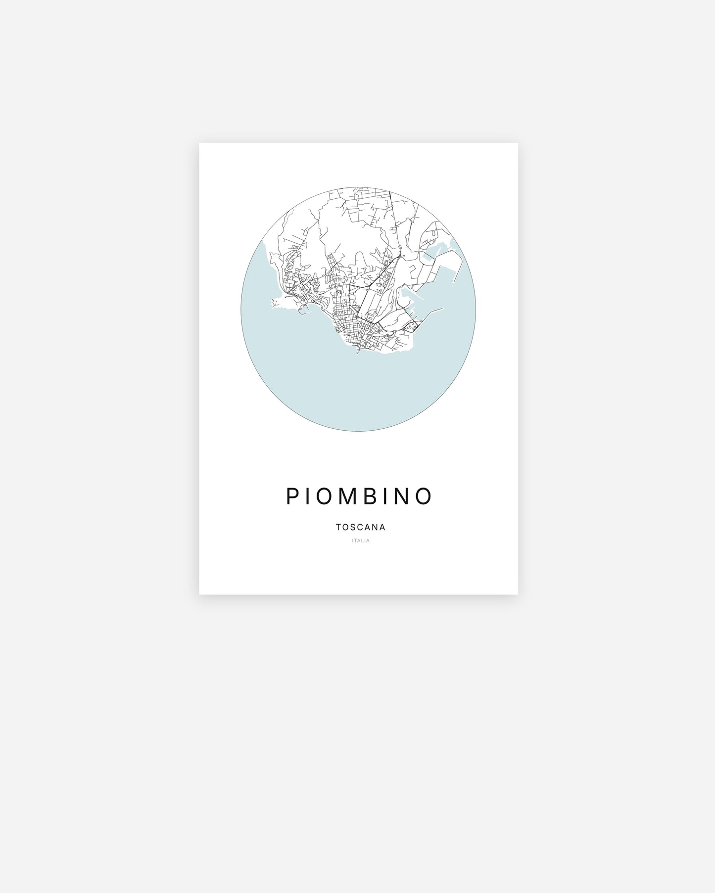 Plan de la ville de Piombino au design minimaliste.