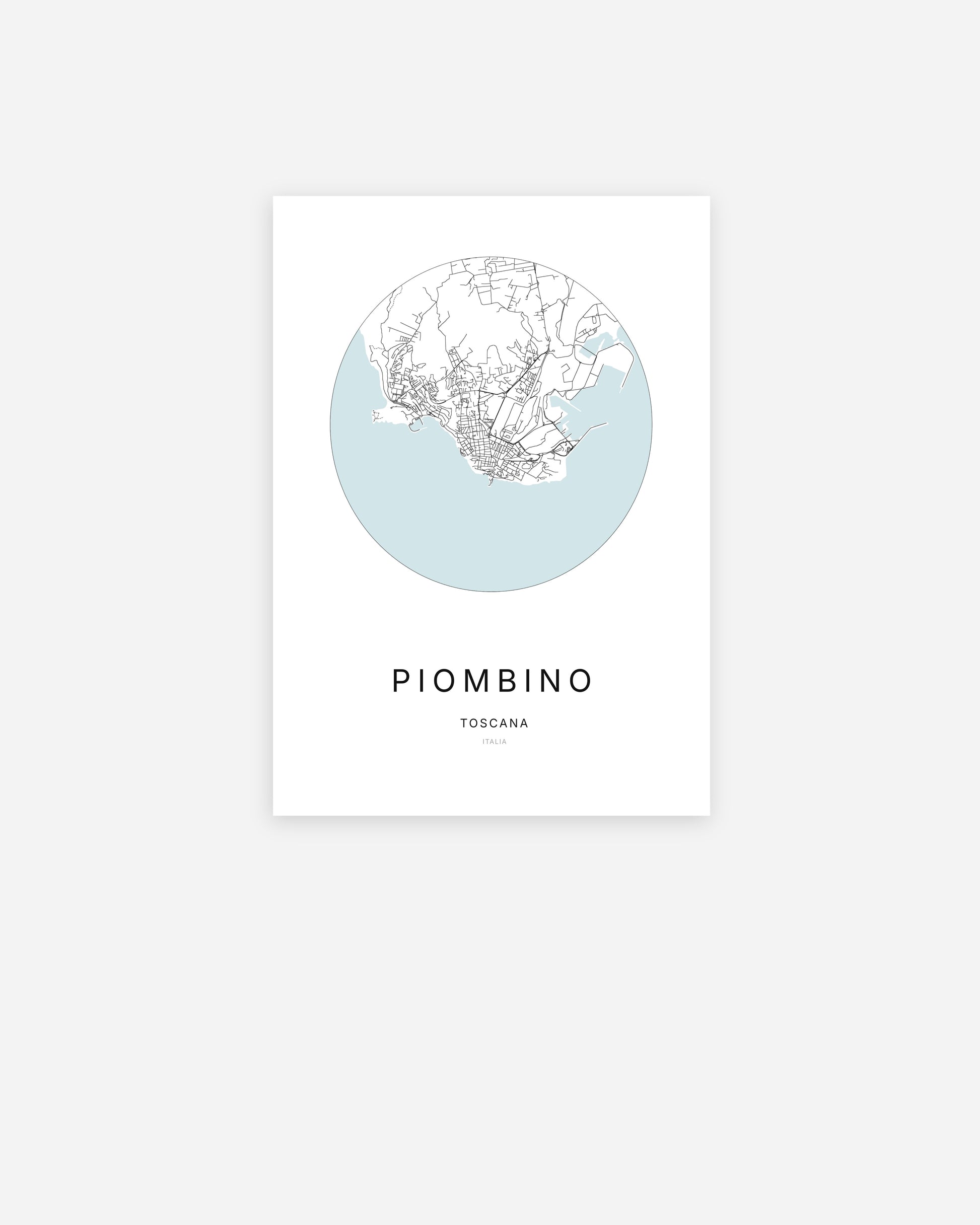 Plan de la ville de Piombino au design minimaliste.