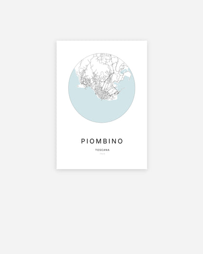 Plan de la ville de Piombino au design minimaliste.