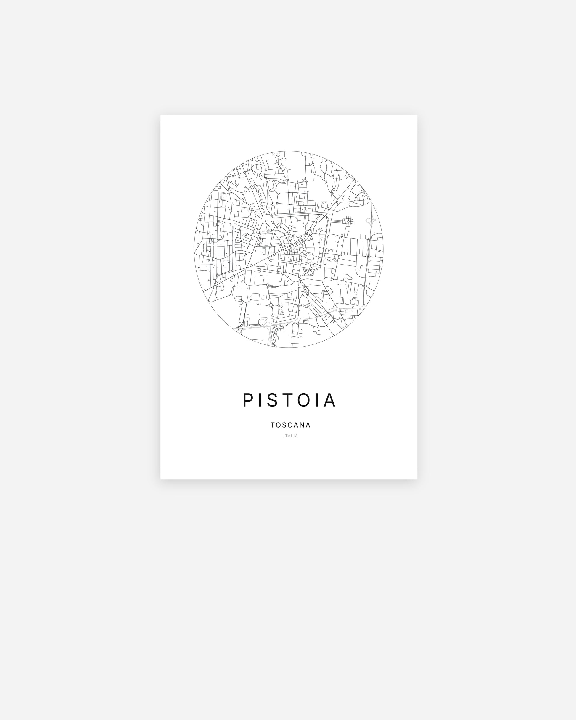 Plan de la ville de Pistoia au design minimaliste.