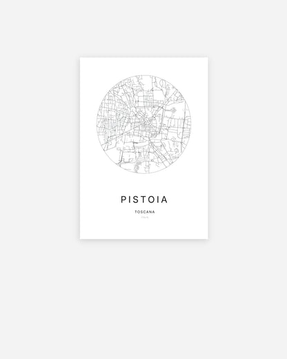 Plan de la ville de Pistoia au design minimaliste.