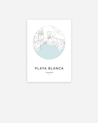 Plan de la ville de Playa Blanca au design minimaliste.