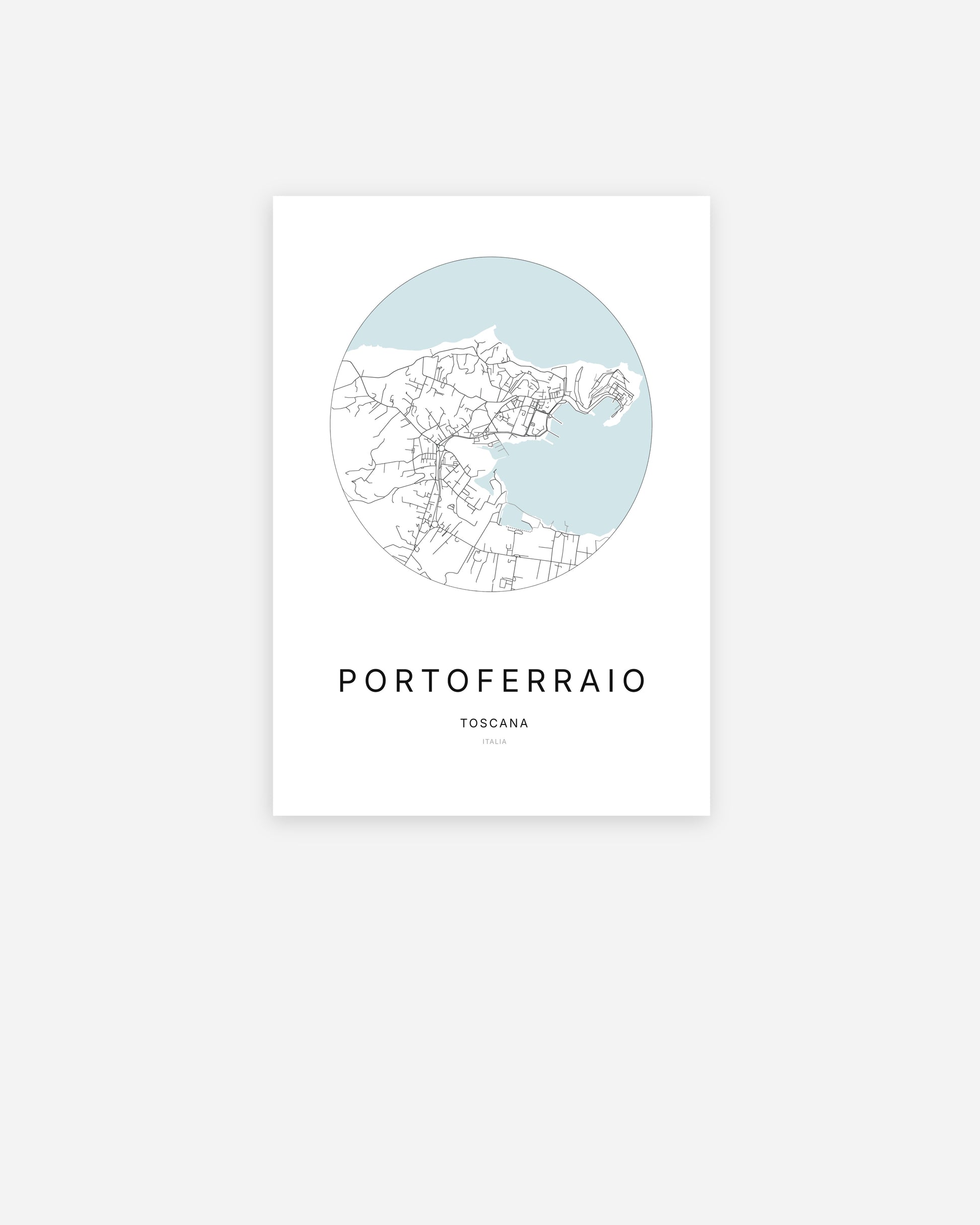 Mappa della città di Portoferraio dal design minimalista.