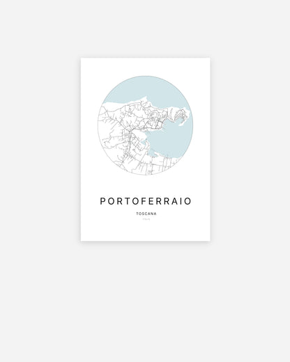 Mappa della città di Portoferraio dal design minimalista.