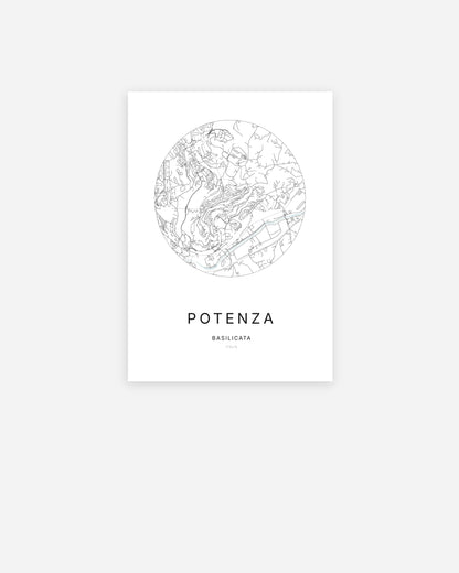Plan de la ville de Potenza au design minimaliste.